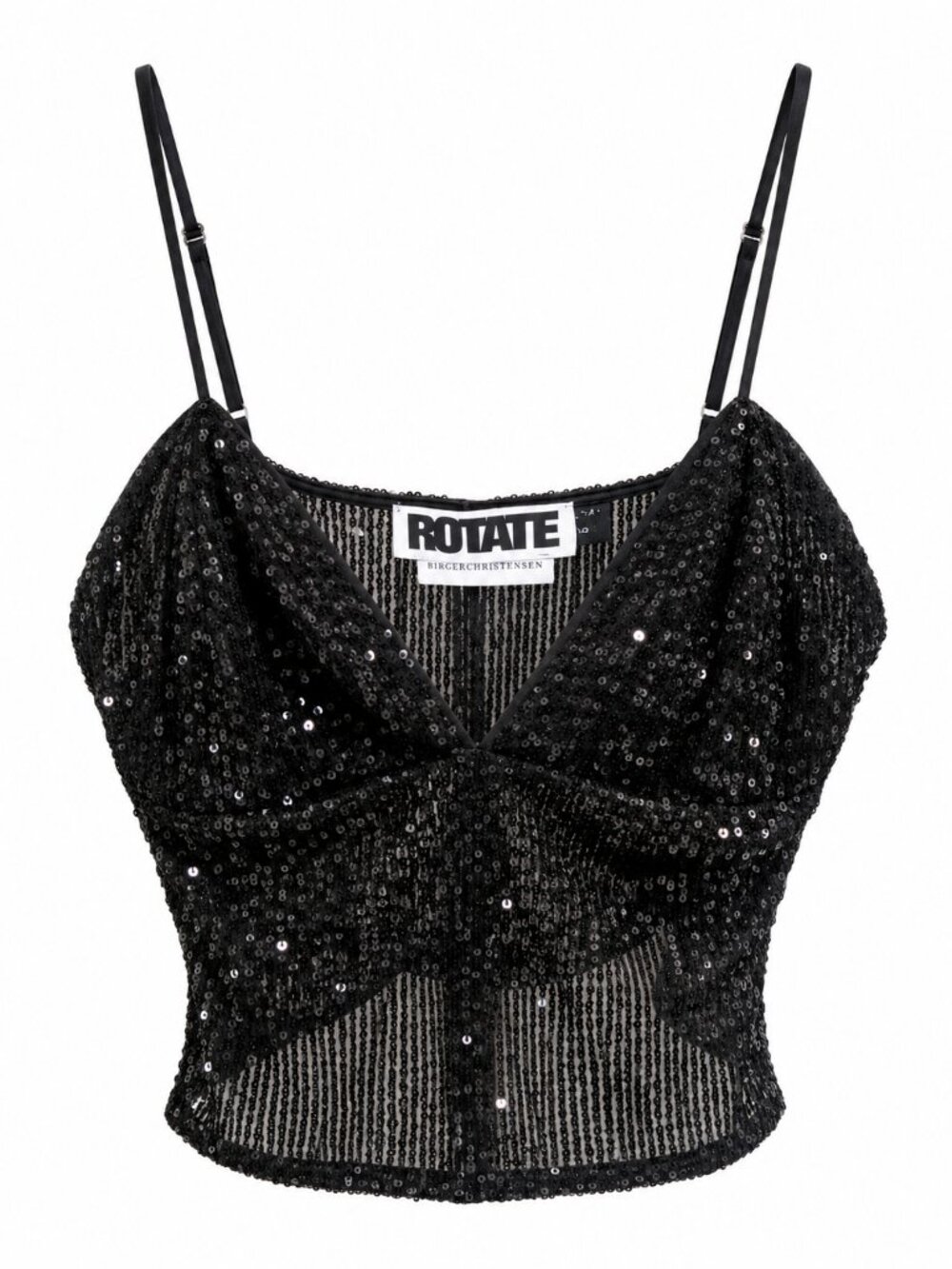 ROTATE Birger Christensen Black sequin camisole top